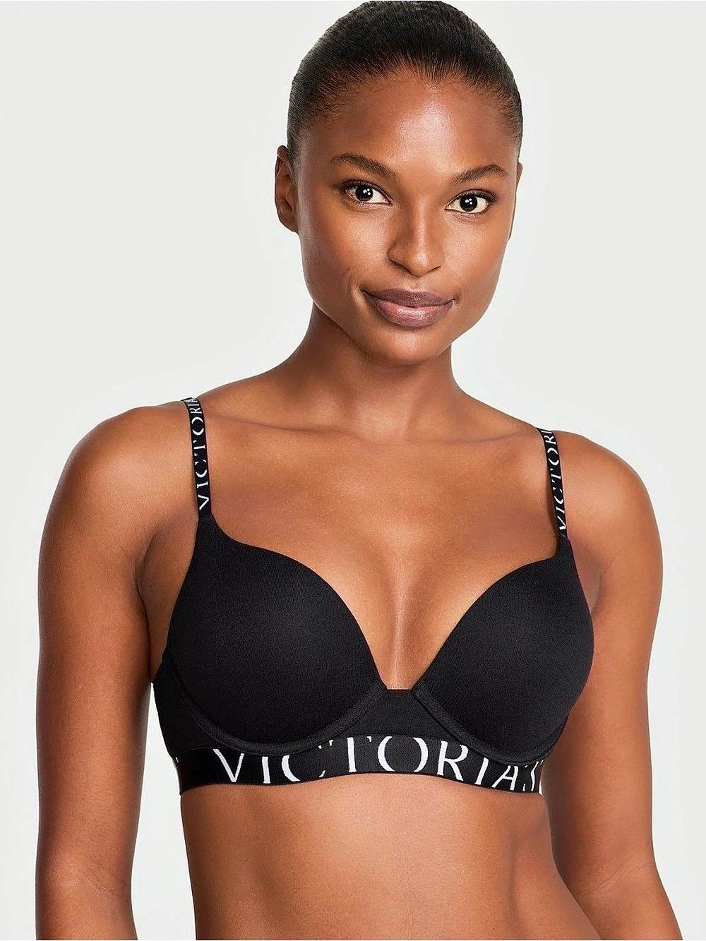Victoria's Secret Logo Shine Strap Push-Up Bra Black 36b